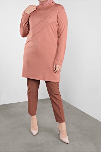 Alvina 20114 Model Knitwear Tunic - Stone Detailed