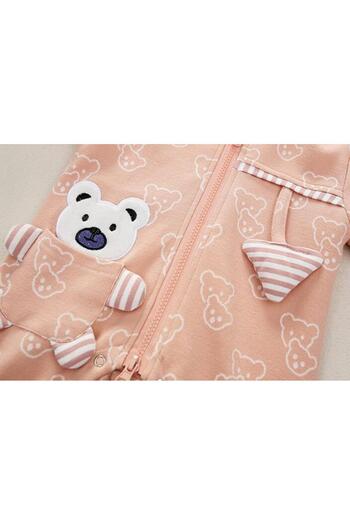 nannie Pink Kids Hooded Jumpsuit - 12-18 months