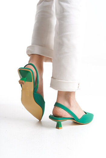 Limeo Low Thin Heeled Suede Side Elastic Women's Evening Dress Classic Heeled Shoes