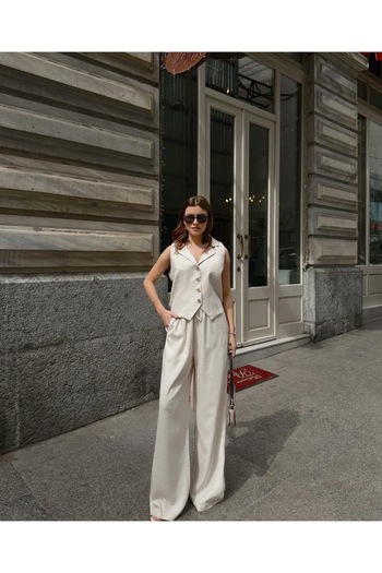 Ekim Store Buttoned Vest and Trousers Double Blazer Suit