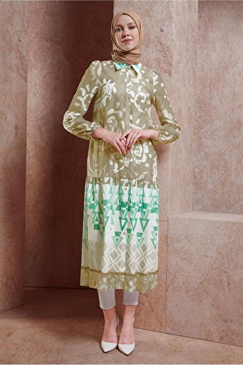 Alvina Linen Textured Patterned Tunic - 44771