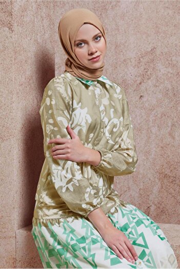Alvina Linen Textured Patterned Tunic - 44771