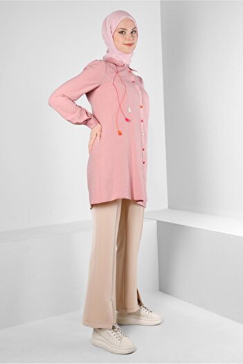 Alvina SEWING DETAIL TASSELED SHIRT TUNIC 43612