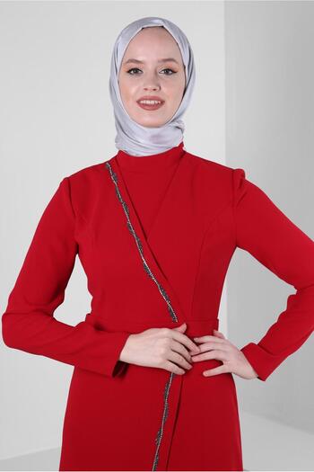 Alvina STONE DETAILED STYLE COLLAR DRESS 43541