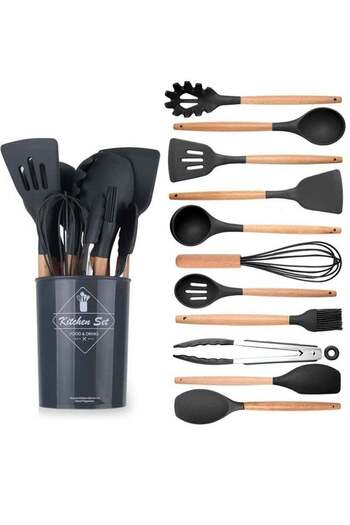 COOYA 12 Piece Silicone Kitchen Cooking Tools, Safe, Non-Toxic, High Temperature Resistant, Good Cleaning