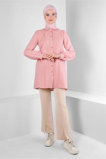 Alvina SEWING DETAIL TASSELED SHIRT TUNIC 43612