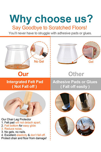 Choice 24 pcs M ( Fit 23-32mm ) 16/24 Pcs Round Chair Leg Protector Silicone, Chair Leg Pads, Furniture Leg