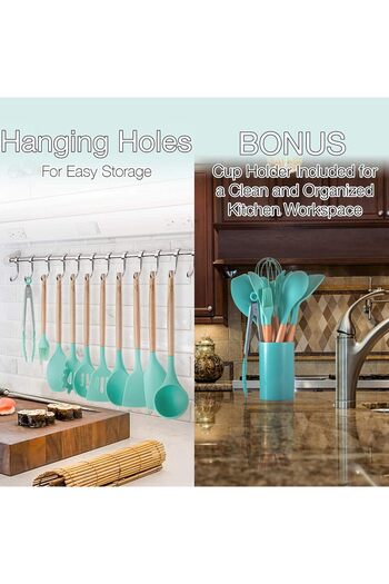 COOYA 11 Piece Silicone Kitchen Cooking Tools, Safe, Non-Toxic, High Temperature Resistant, Good Cleaning