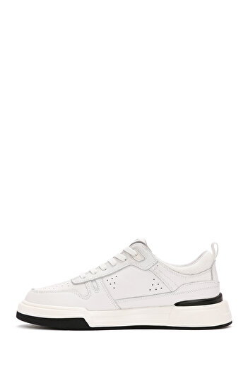 Derimod White Leather Sneaker - Thick Sole, Lace-up, Men's, 24SFD693018
