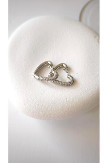 VOBEEYKU Heart earrings with zircon stone