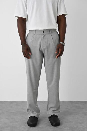 VAMOSCLO Basic Baggy Fabric Trousers - Gray Color