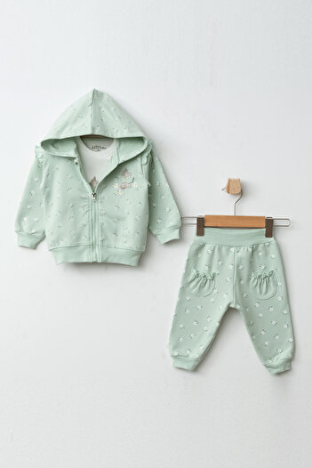 Aziz Bebe Daisy Printed Triple Baby Girl Set