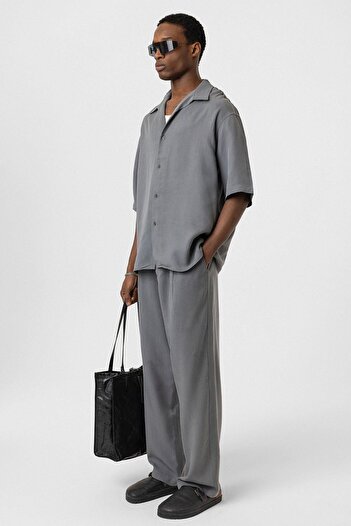 VAMOSCLO Relaxed Fit Kumaş  Pantolon Gri
