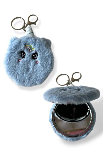 TAKIŞTIR Blue Color Unicorn Figured Plush Keychain/Mirror