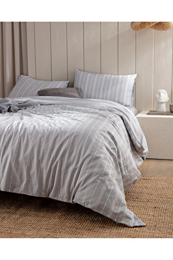 Madame Coco Amelia Single Cotton Dobby Duvet Cover Set - Gray
