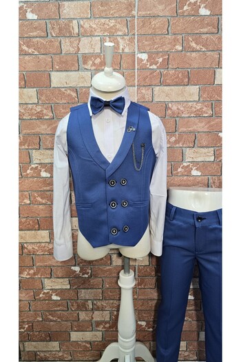 HAYTA Children's Vest Set 0-1 Years - 14 Years, Silver Indigo Set with Shirt