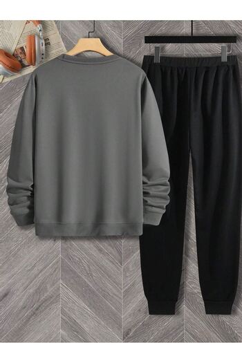 DUBU BUTİK Σετ φόρμας Bird Silhouette - Smoke Black Printed Winter Crew Lack