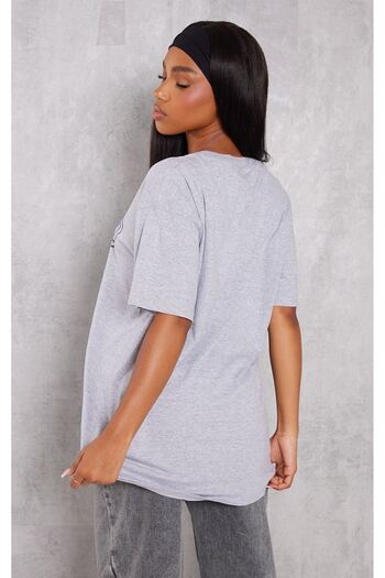 DUBU BUTİK 1995 Model Colorado Single Jersey Gray Oversize T-Shirt - Crew Neck, Short Sleeve