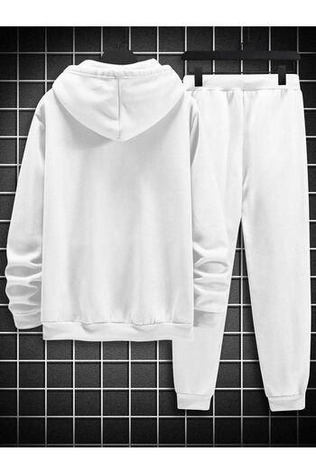 CLAYES Σετ φούτερ με κουκούλα Paris Printed White Oversize και αθλητική φόρμα Jogger