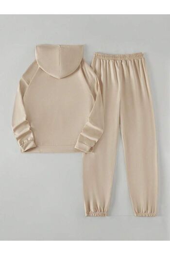 CLAYES Σετ φόρμας με κουκούλα Malibu Beige Printed Oversize - Sweatshirt Jogger