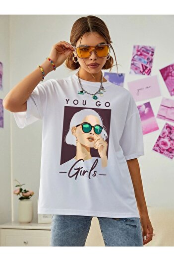 VBSVİBES Γυναικείο μπλουζάκι με στάμπα σε λευκό Oversize You Go