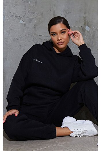 CLAYES Curious Paraçay - Black Printed Oversize Rose Gold Hooded Sweatlard Jogger