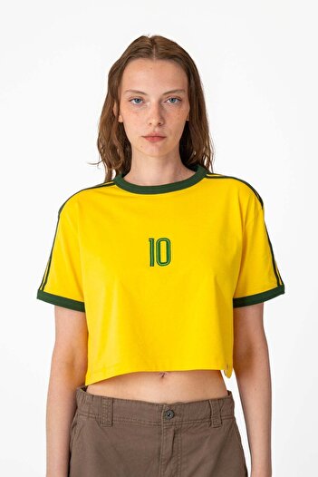 Socrates Samba 10 Lightweight Crop T-Shirt - Yellow