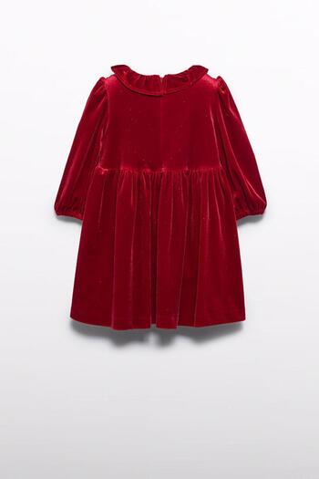 MAYORAL Abel&Lula Red Velvet Long Sleeve Girl Dress_Mnvs5523