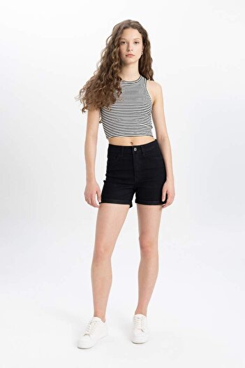 DeFacto Normal Waist Folded Leg Jean Shorts A1959Ax25Sm