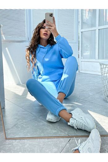 DUBU BUTİK Baby Blue Women's Tracksuit Set - Oversize
