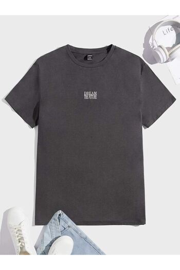 DUBU BUTİK Smoked Oversize Dream Printed T-shirt - Oversize Printed