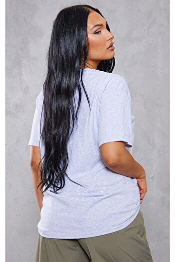 DUBU BUTİK Γκρι Oversize Awaken T-shirt - Oversize Printed