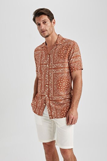 DeFacto Modern Fit Apache Collar Short Sleeve Shirt A1914ax23sm