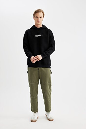 DeFacto Hokusai Boxy Fit суичър с качулка - щампа на гърба B0371Ax23Cw