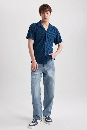 DeFacto Regular Fit Printed Terry Short Sleeve Shirt B0233ax23hs