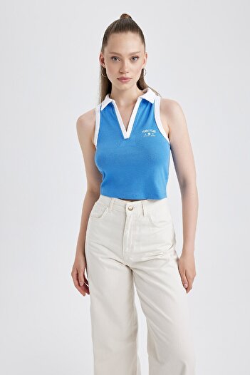 DeFacto Coool Fitted Polo Neck Printed Ribbed Undershirt B1252Ax23Hs