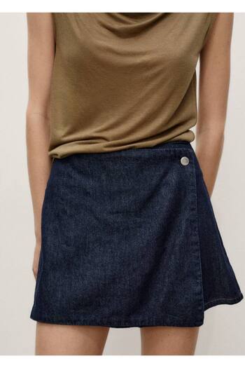 MANGO Woman Double Breasted Denim Trouser Skirt