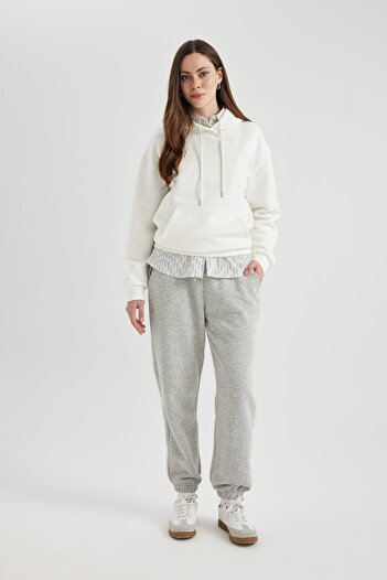 DeFacto Χοντρό Jogger Sweatpants - Ελαστικό πόδι μέσης, ίσιο ψηλό ύψος S7370az24sp