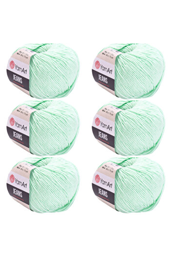 Yarnart Soft Textured Jeans 6-Piece Hand Knitting Thread Set, Baby Friendly Cardigan and Amigurumi