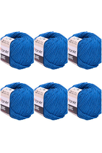 Yarnart Soft Textured Jeans 6-Piece Hand Knitting Thread Set, Baby Friendly Cardigan and Amigurumi