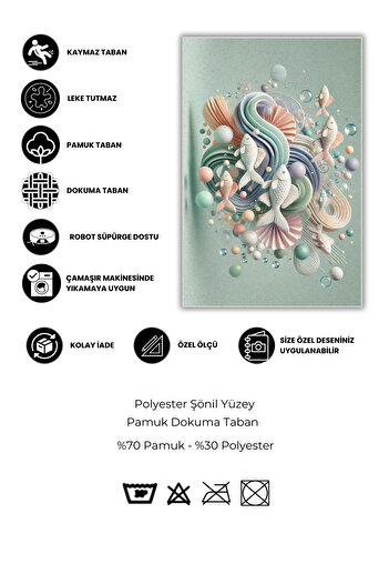 The Reef Design Su Altı 3D Balıklı Pastel Renkli Dalış Temalı Dijital Baskı Oturma Odası Halısı