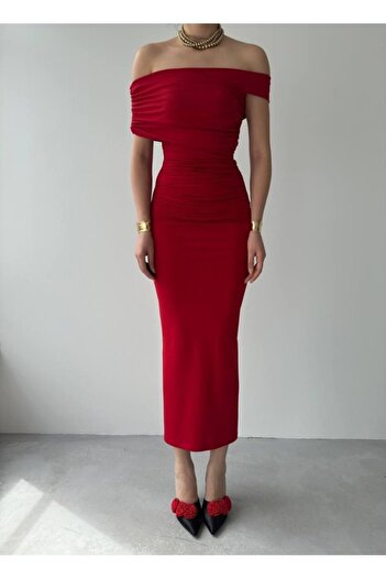 modaserdem Women's Strapless Long Wedding-Night-Prom-Graduation-Robe Dress-Red