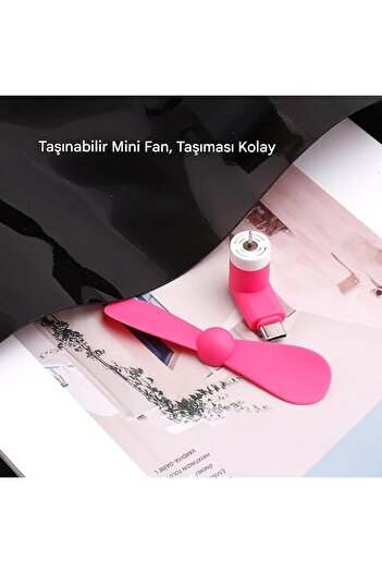Generic Sokelinn Six Tip C Telefon Fanı - Mini USB C Soğutma El Fanları Taşınabilir Yaz Soğutucu