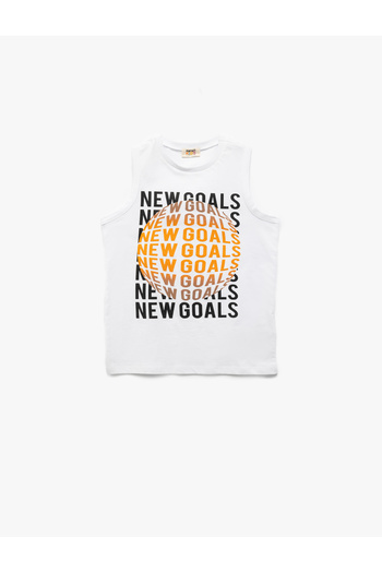 Koton Crew Neck Sleeveless Cotton Printed Undershirt