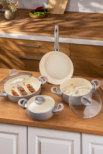 Emsan Beige Crystal 7 Piece Casserole Set
