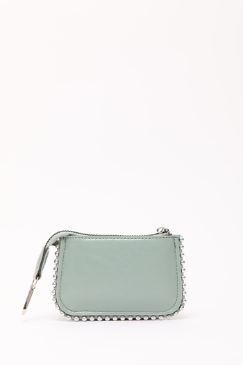 SHAKA Mint Green Shk192 Faux Leather Beaded Charm Bag Accessory, Card Holder Wallet