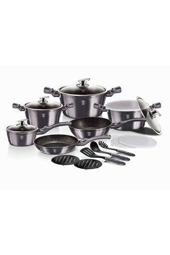 Berlinger Carbon PRO Line 18-piece marble-top cookware set