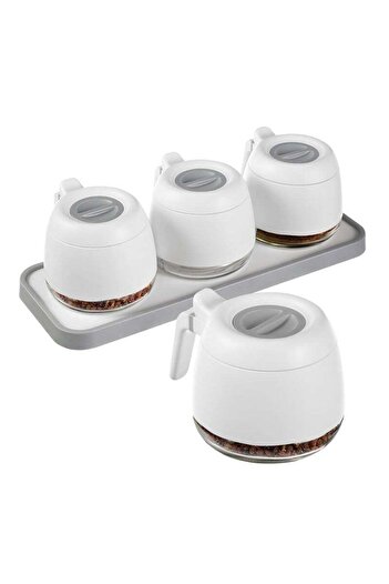 COOYA 3-Piece Spice Jar Set, 280 Ml/9.9 Oz, With Spoon Lid, Sealed, For Kitchen Countertop, Dining Table