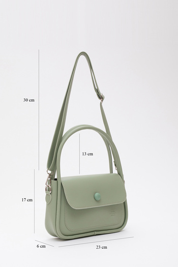 SHAKA Mint Green Shk97 Faux Leather Front Pocket Detailed 2 Compartment Adjustable Strap Hand, Arm and Shoulder Bag U:17