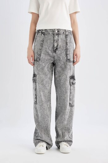DeFacto High Waist Long Soft Jeans - Wide Leg Cargo Pants C3255ax24hs